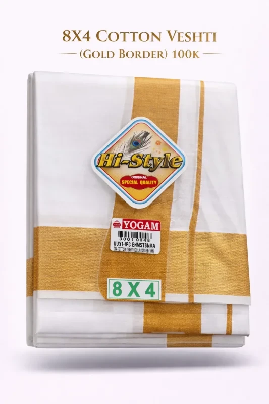 8X4 COTTON VESHTI (GOLD BORDER) 100K